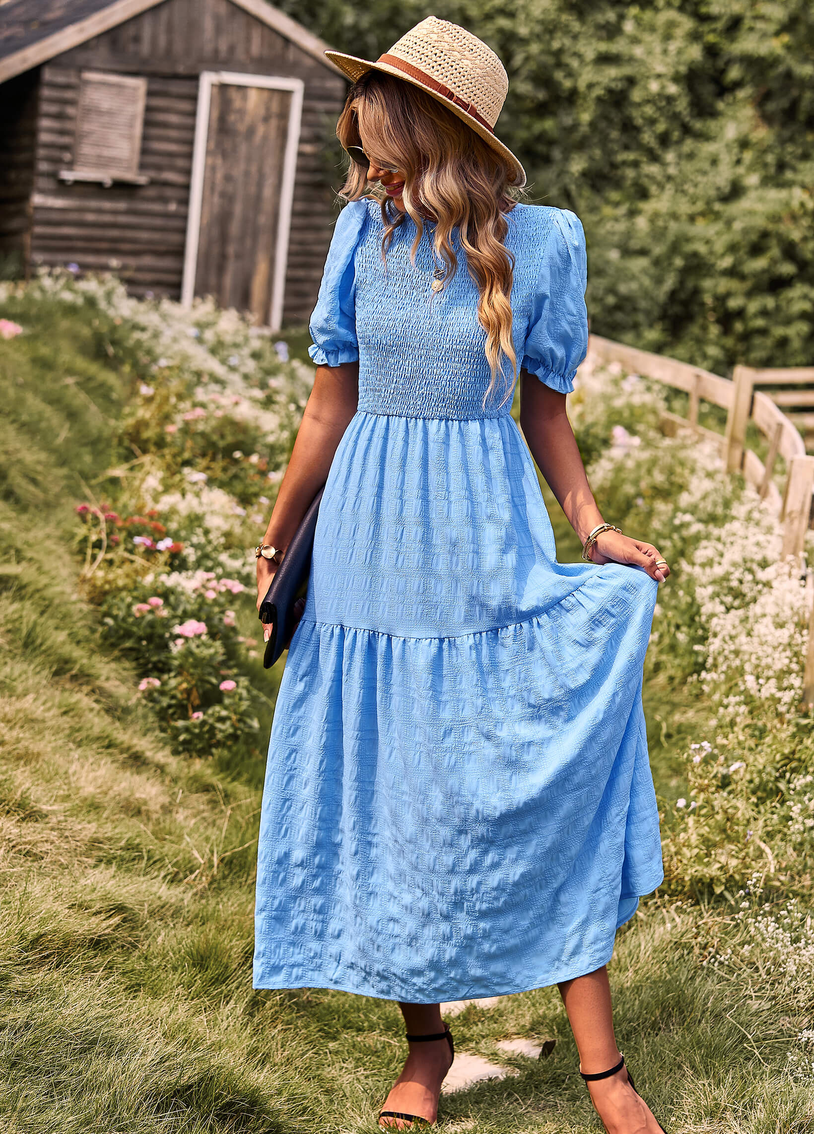 Riviera Romance Smock Tiered Maxi Dress