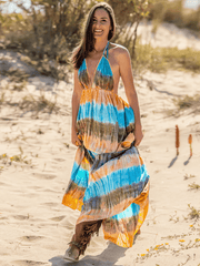 Beach Paradise Tie-Dye Maxi Dress - Blue