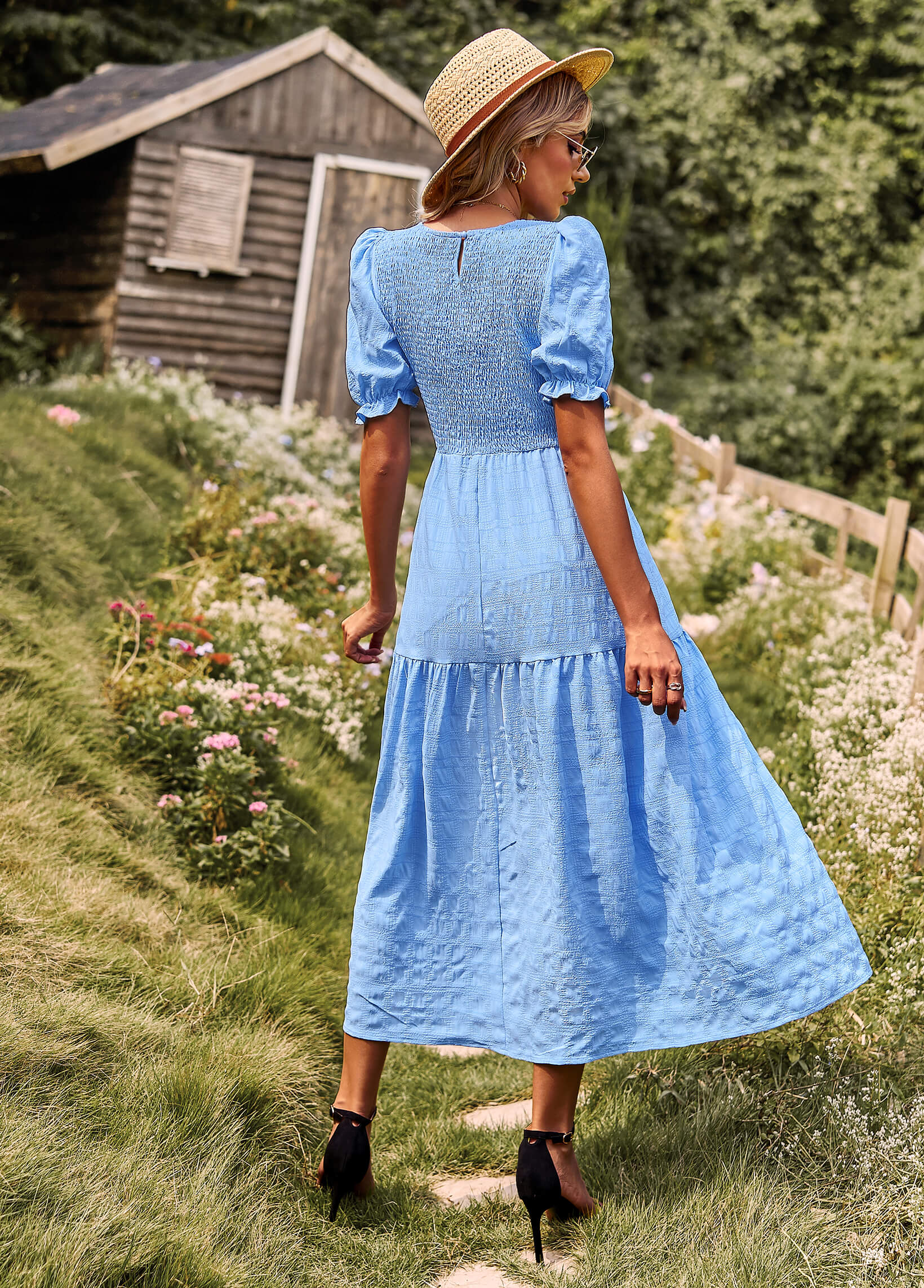 Riviera Romance Smock Tiered Maxi Dress