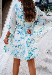 Sienna Floral Wrap Mini Dress - Blue