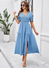 Meadow Smock Midi Dress - Blue