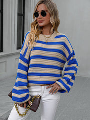 Milton Striped Pullover Knit Sweater - Blue