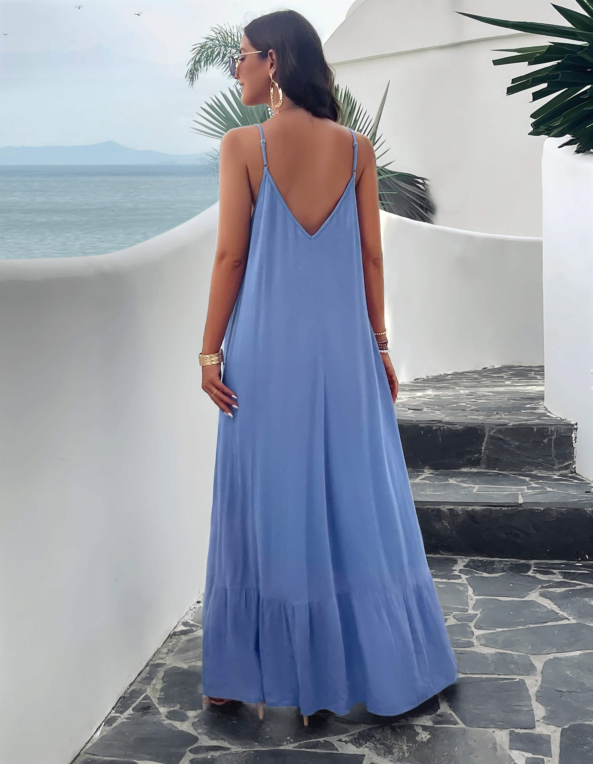 Olivian Pocketed Maxi Dress - Blue