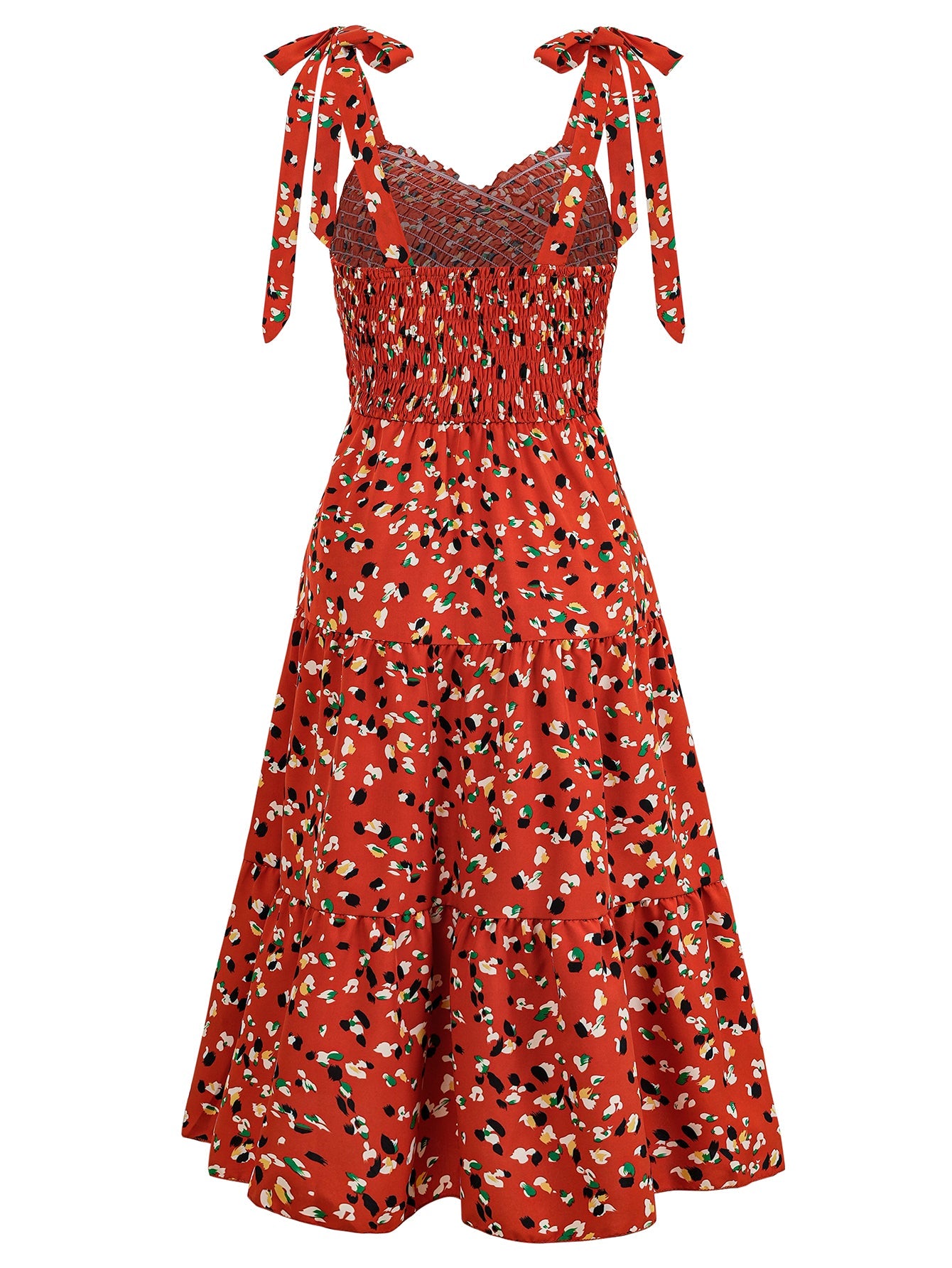 Timeless Beauty Cutout Floral Midi Dress - Brick