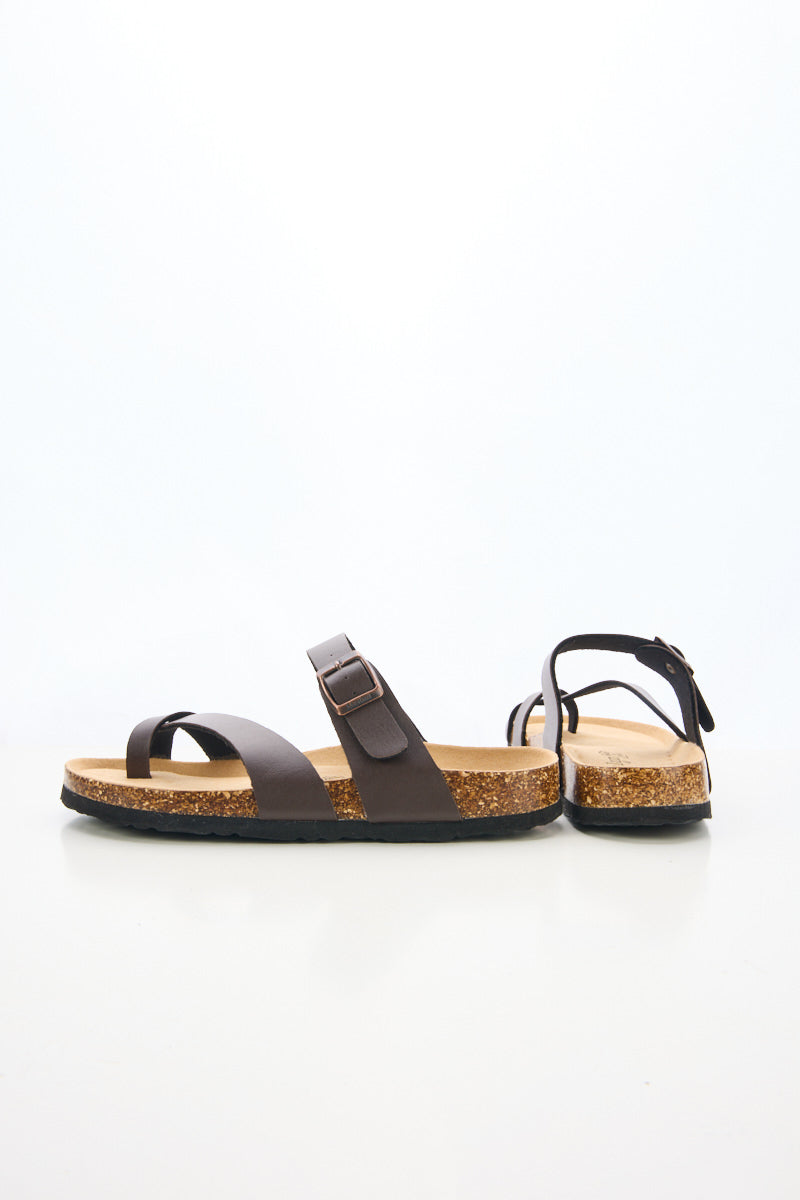 Maibulun | Criss Cross Thong Toe Footbed Sandal - Brown