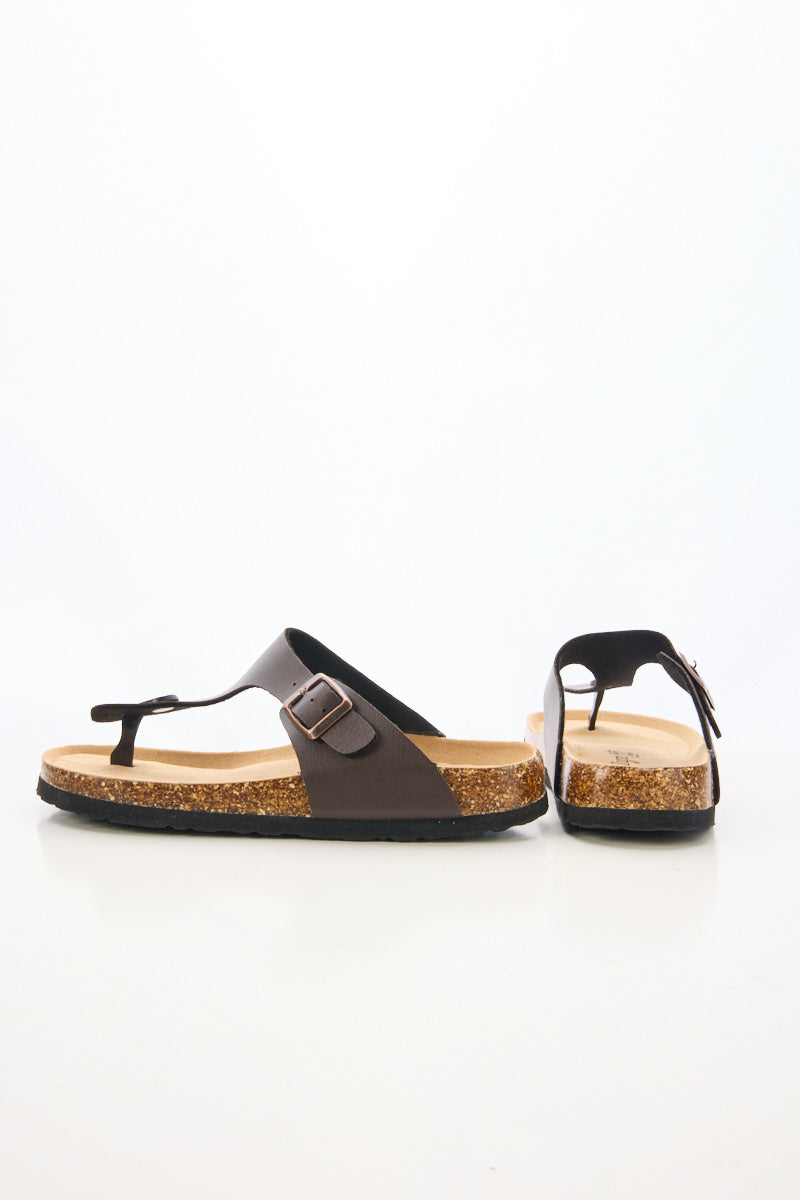 Maibulun | T-Strap Footbed Sandal - Brown