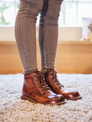 Rumour Has It | Jossie Leather Lace Up Combat Boot - Brown