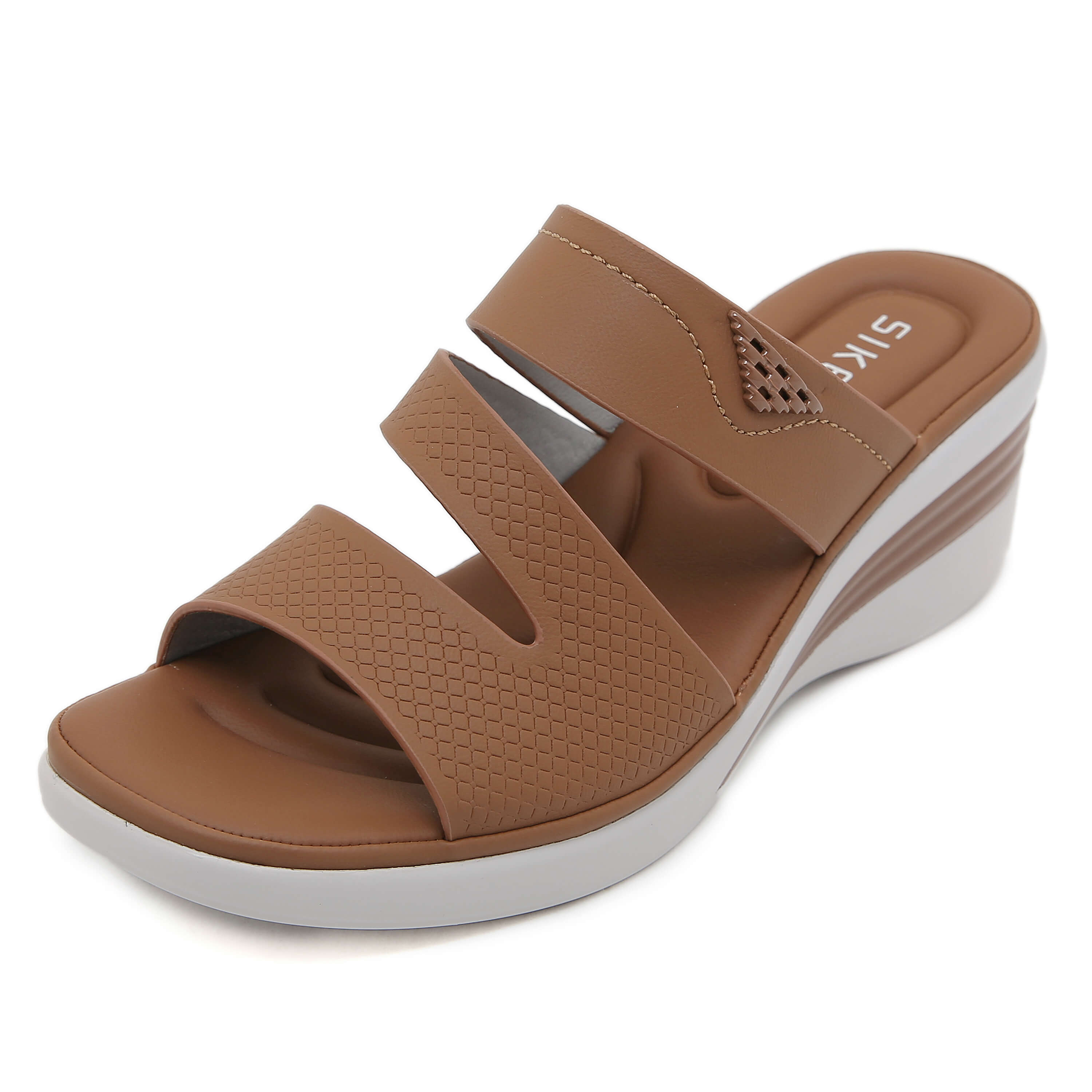 Siketu | Rica Cushioned Wedge Slides - Brown