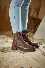 Rumour Has It | Easton Leather Combat Boots - Brown