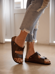 Maibulun | Double Strap Slingback Footbed Sandal - Brown