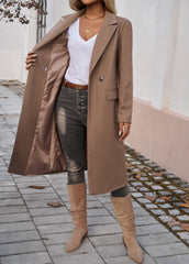 Adri Longline Pocketed Coat - Brown