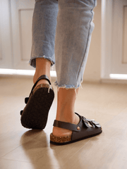 Maibulun | Double Strap Slingback Footbed Sandal - Brown