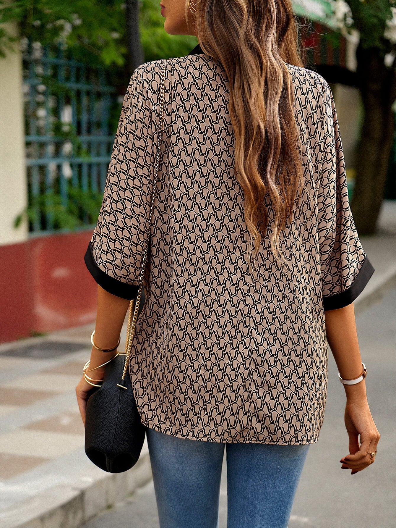 Time Will Tell Printed Blouse - Brown