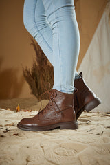 Rumour Has It | Easton Leather Combat Boots - Brown