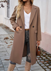 Adri Longline Pocketed Coat - Brown