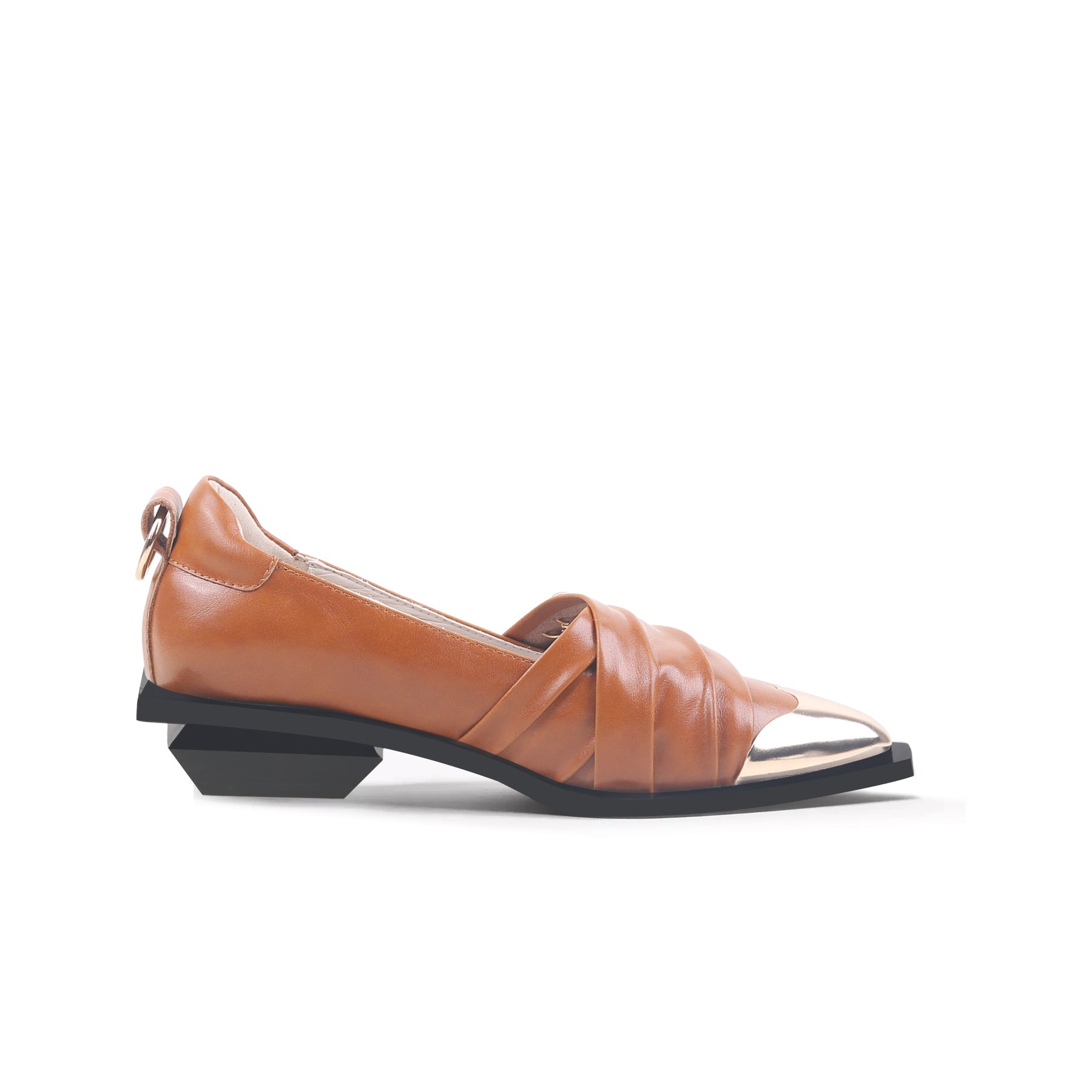 Jady Rose | Brianne Grommet Pointed Toe Leather Pump - Brown