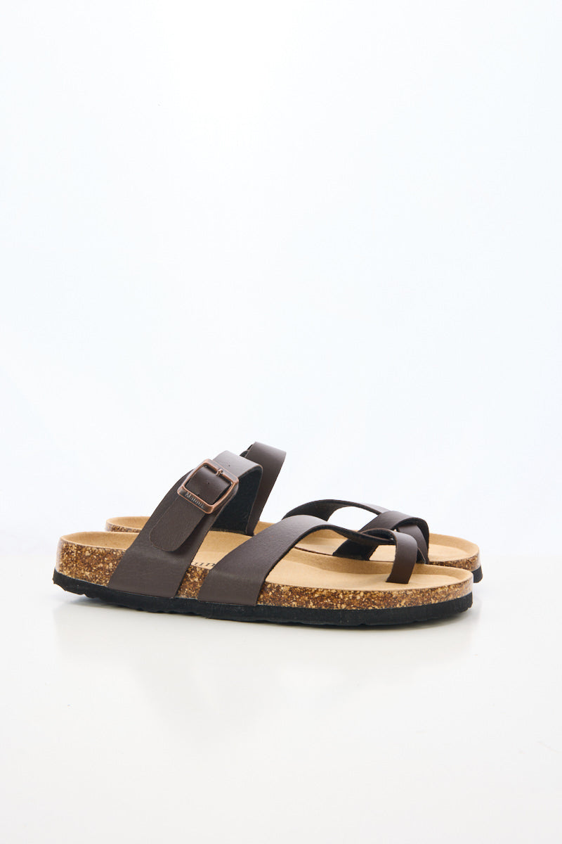 Maibulun | Criss Cross Thong Toe Footbed Sandal - Brown