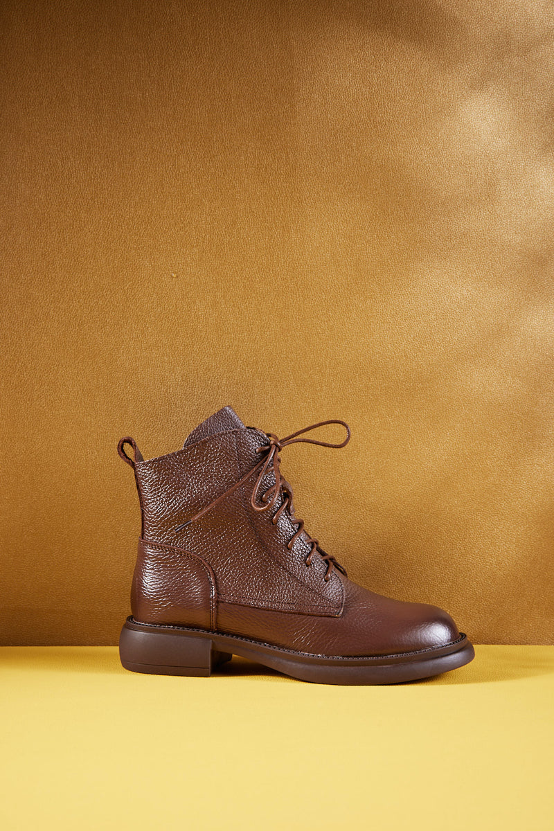 Rumour Has It | Easton Leather Combat Boots - Brown