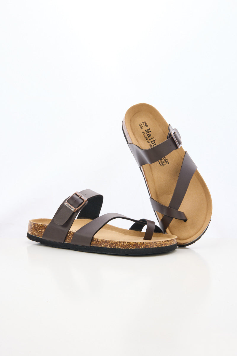 Maibulun | Criss Cross Thong Toe Footbed Sandal - Brown