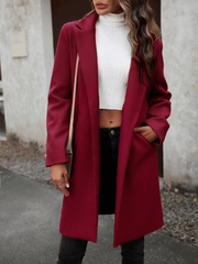 Uptown Girl Pocketed Boyfriend Jacket - Burgundy