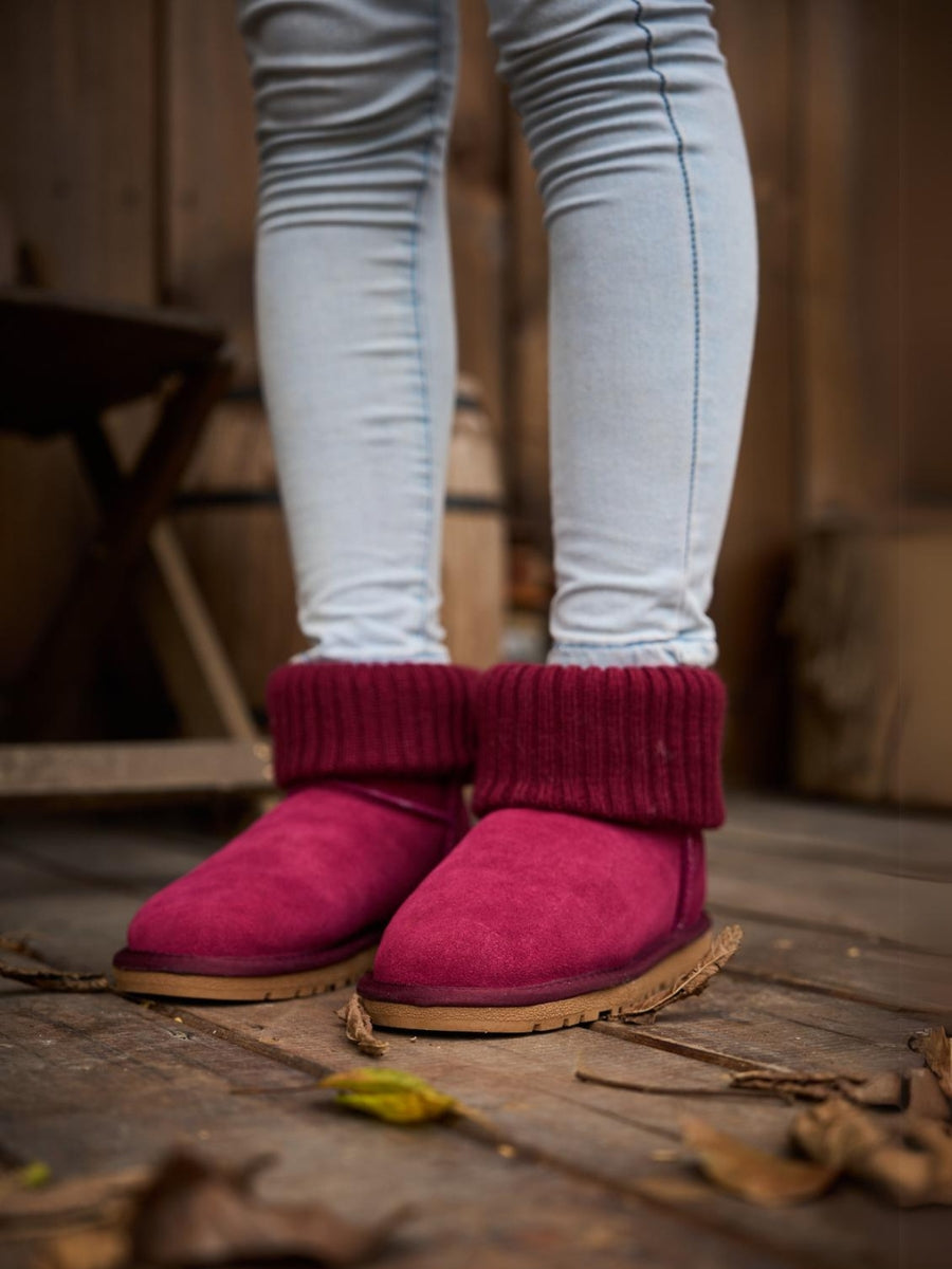 SMAIBULUN Ugg | Ankle Knit Stocking Mini Boots - Burgundy