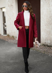 Uptown Girl Pocketed Boyfriend Jacket - Burgundy