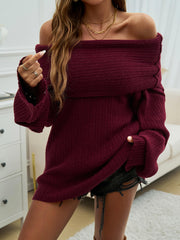 Coffee Run Off The Shoulder Sweater - Burgundy