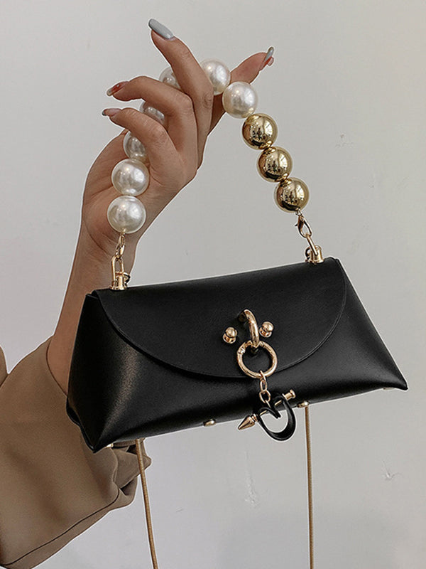 Beads Contrast Color Split-Joint Crossbody Handbags