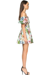 Ivy Printed Shirred Bodice Flare Mini Dress