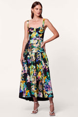 Delia Printed Belted Flare Maxi Dress