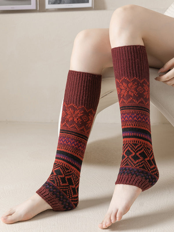 Casual Wool Keep Warm Printed Leg Warmers Accessories