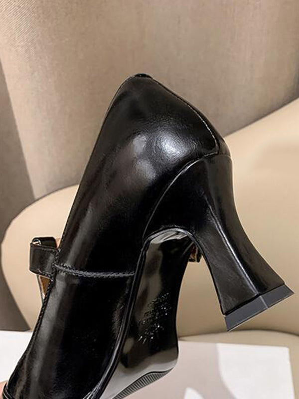 Hollow Split-Joint Square-Toe Pumps