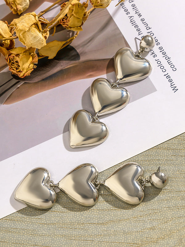 Heart Shape Solid Color Drop Earrings Earrings Accessories