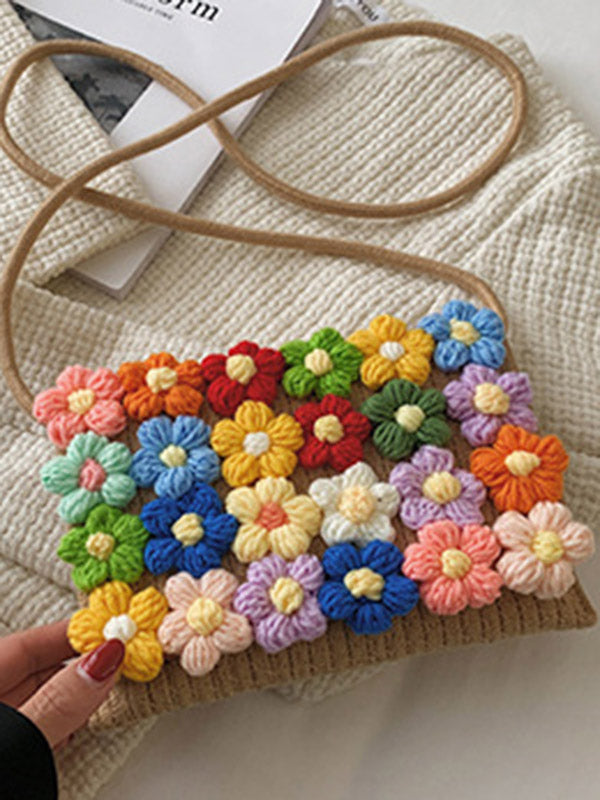 Flower Print Knitted Flower Bags Crossbody Bags