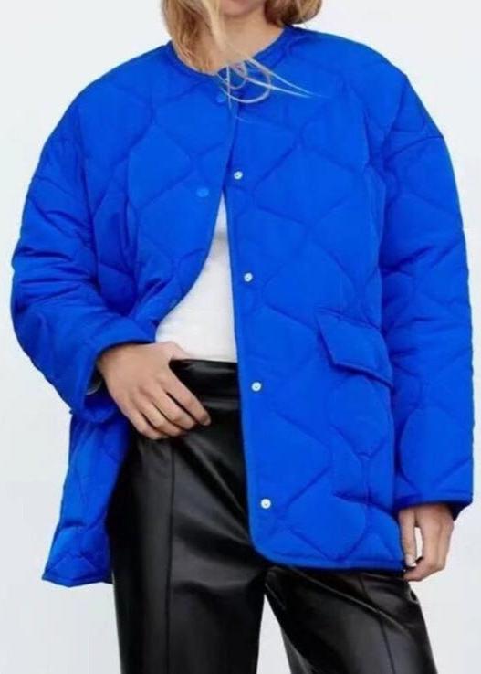 Oversized Quilted Jacket in Electric Blue