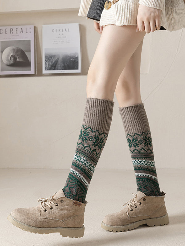 Casual Wool Keep Warm Printed Leg Warmers Accessories