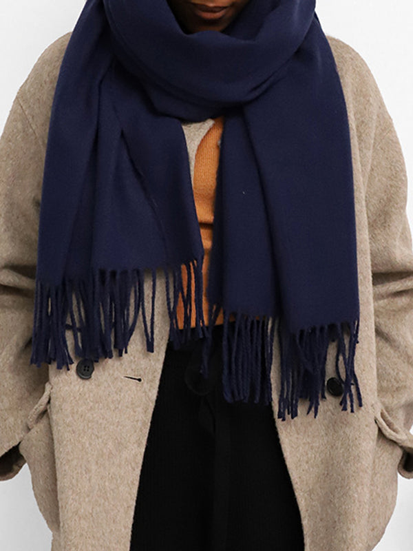 Solid Color Tasseled Shawl&Scarf