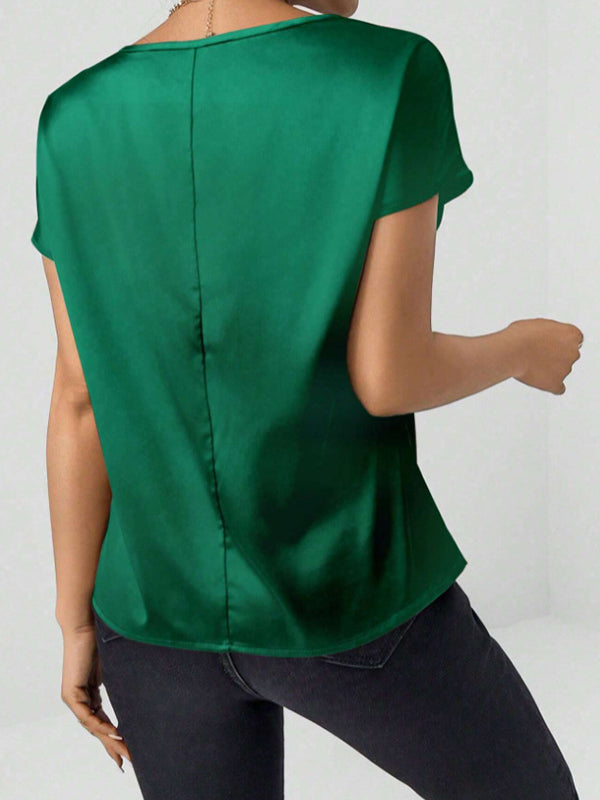 Batwing Sleeves Loose Solid Color Round-Neck T-Shirts Tops