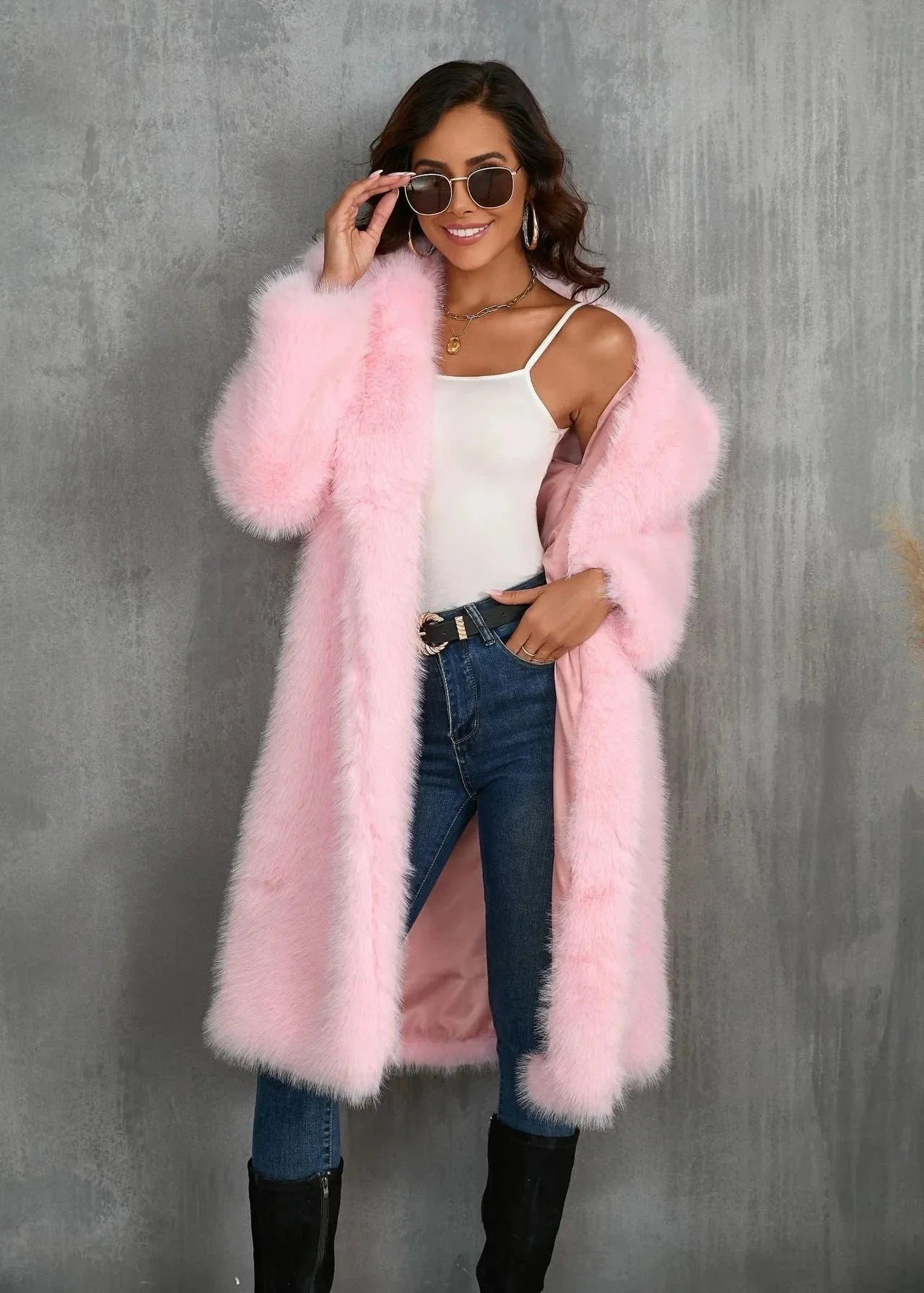 Statement Faux Fur Suit Collar Coat