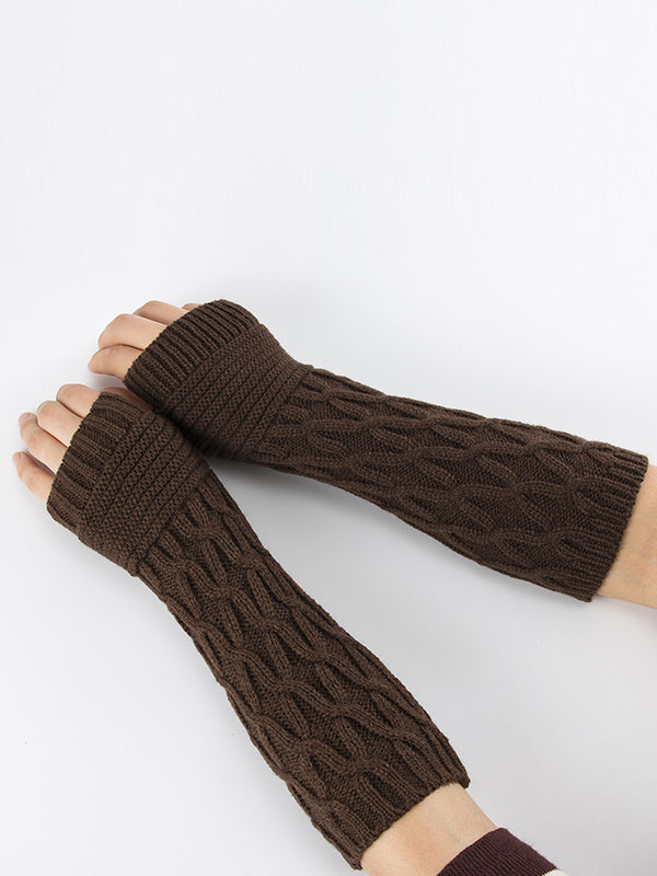 Solid Color Keep Warm Jacquard Knitted Sleevelet