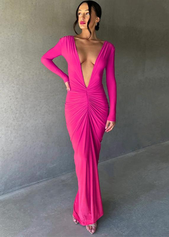 Chic High-Slit Long Sleeve Dress