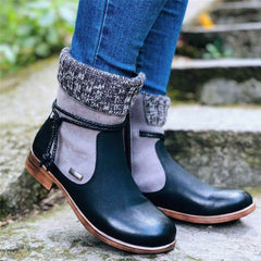 2023 winter new high-top cotton-trimmed leather boots