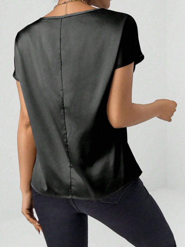 Batwing Sleeves Loose Solid Color Round-Neck T-Shirts Tops