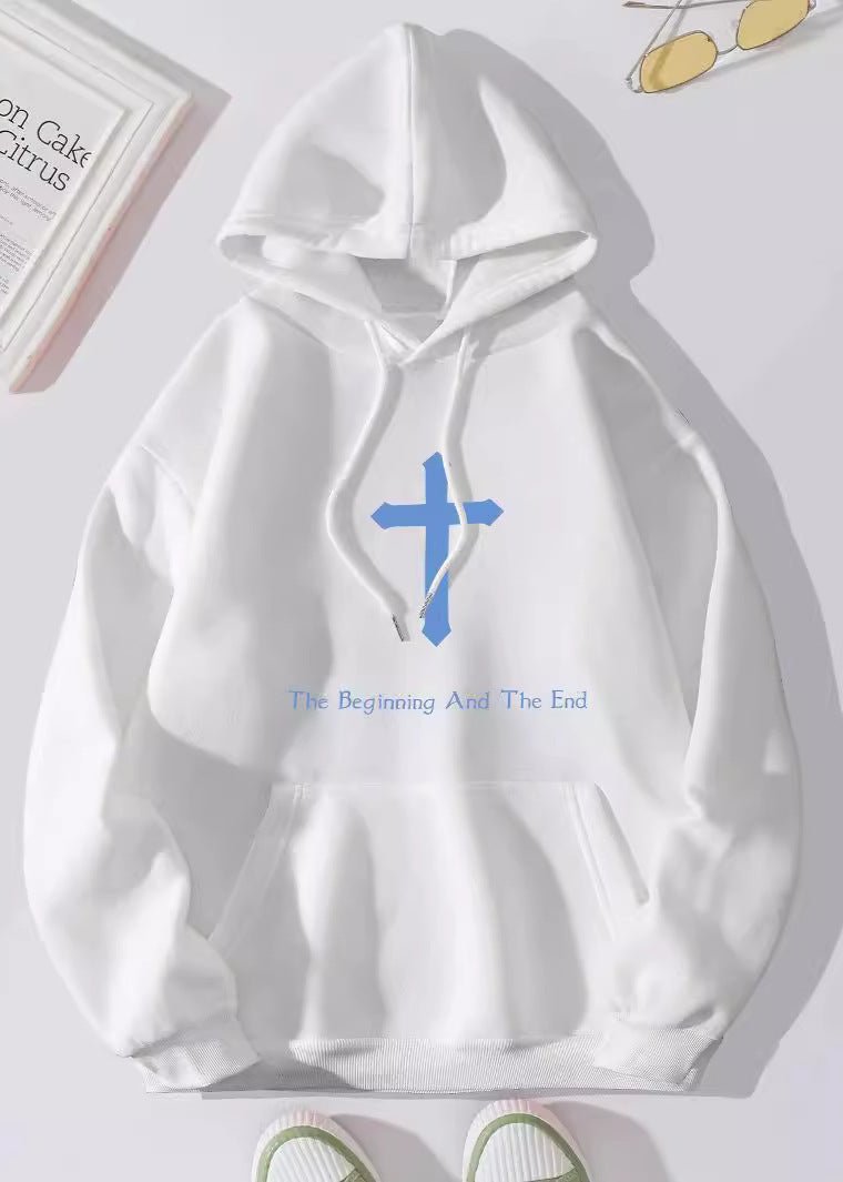 Faith-Inspired Women's Hooded Sweatshirt - "The Beginning and The End"