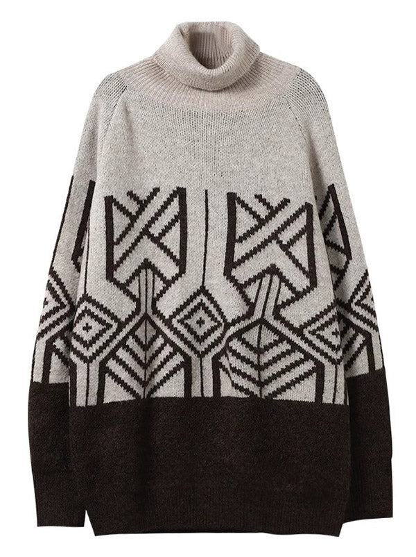 Original Print High-Neck Knitting Sweater