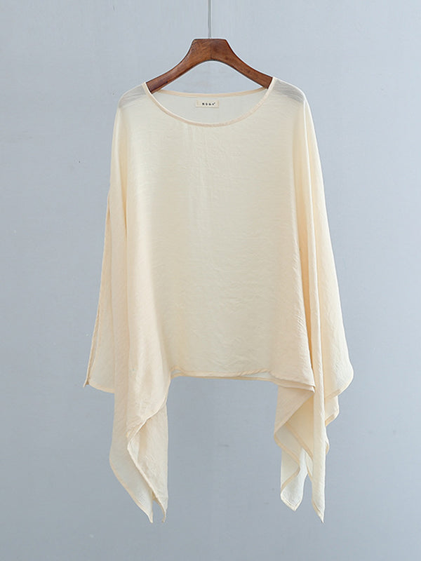 Original Irregular Loose Solid Color Tencel T-Shirt Top