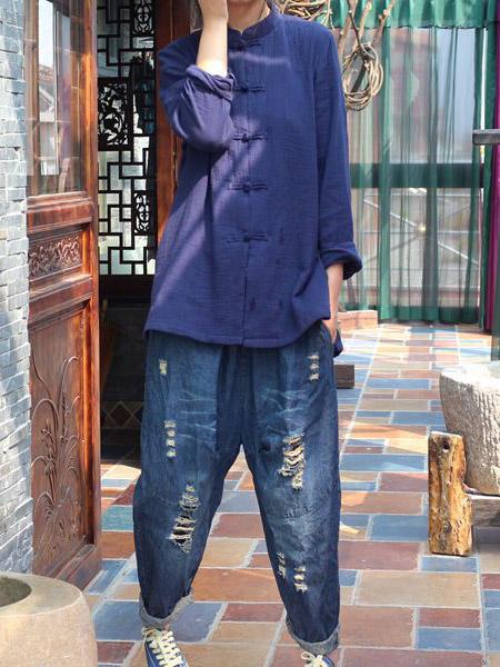 Vintage Elasticity Hollow 3/4 Jean Pants