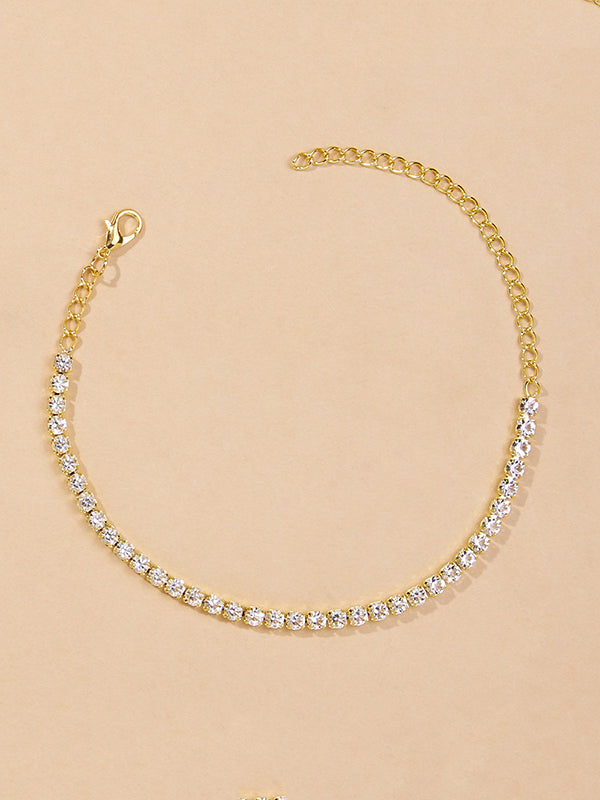 Simple Shiny Rhinestone Footchain