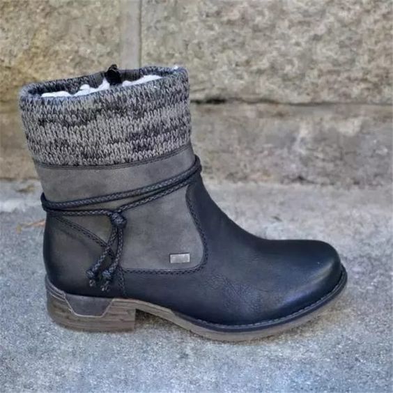 2023 winter new high-top cotton-trimmed leather boots