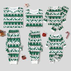 Green Christmas Elk Fmalily Matching Pajamas Sets